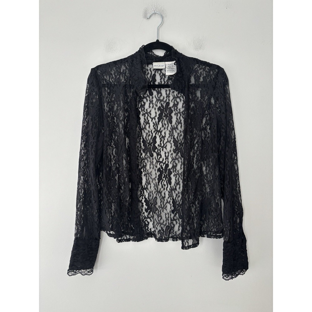 White Stag Women's Vintage Lace‎ Whimsigoth Victorian High Neck Open Blouse Sz S